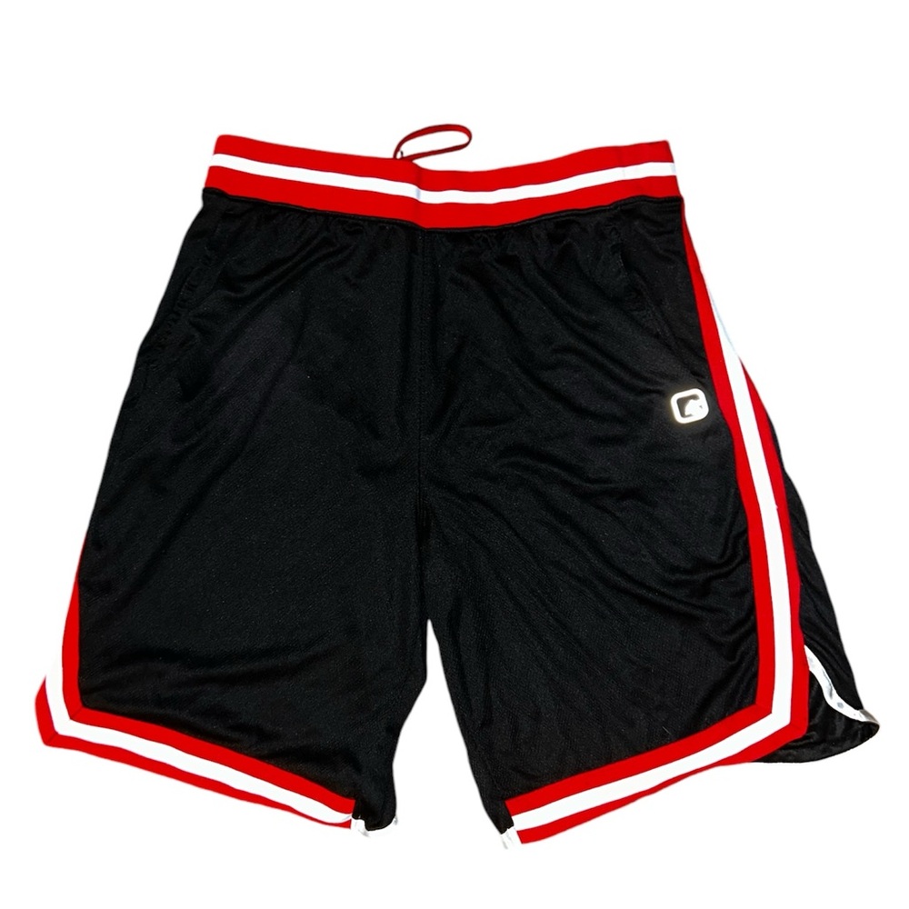 Black and red AND1 basketball shorts